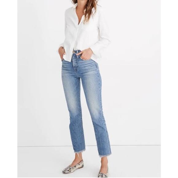 Madewell The Perfect Vintage Crop Jean in Enmore Wash Raw Hem Edition Sz 25 - Picture 10 of 16